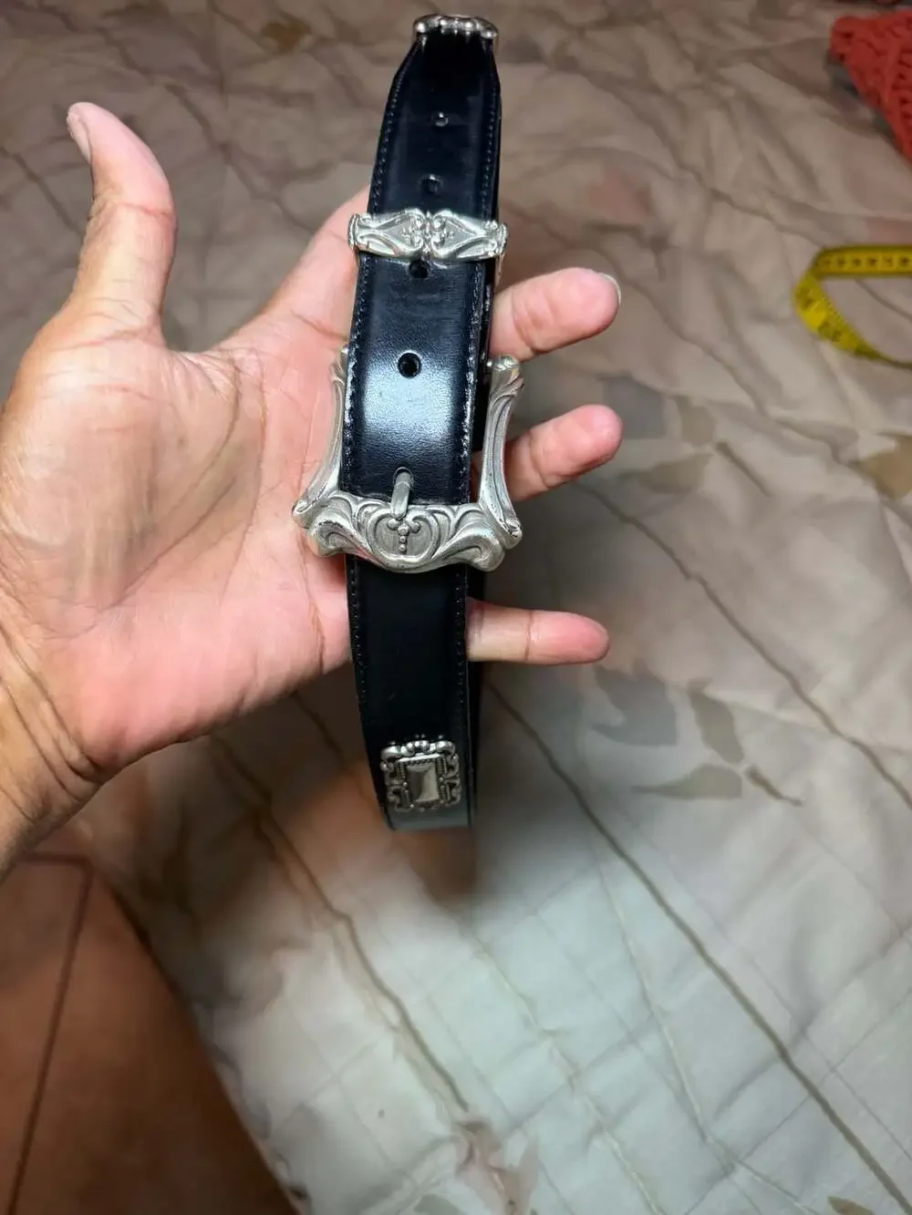 Fossil Vintage Western-Style Black Leather Concho Belt